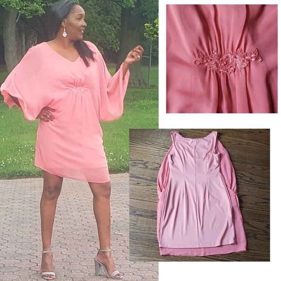 Formal Dark Blush Dress with Accebt Rhinestones - Picture 2 of 10